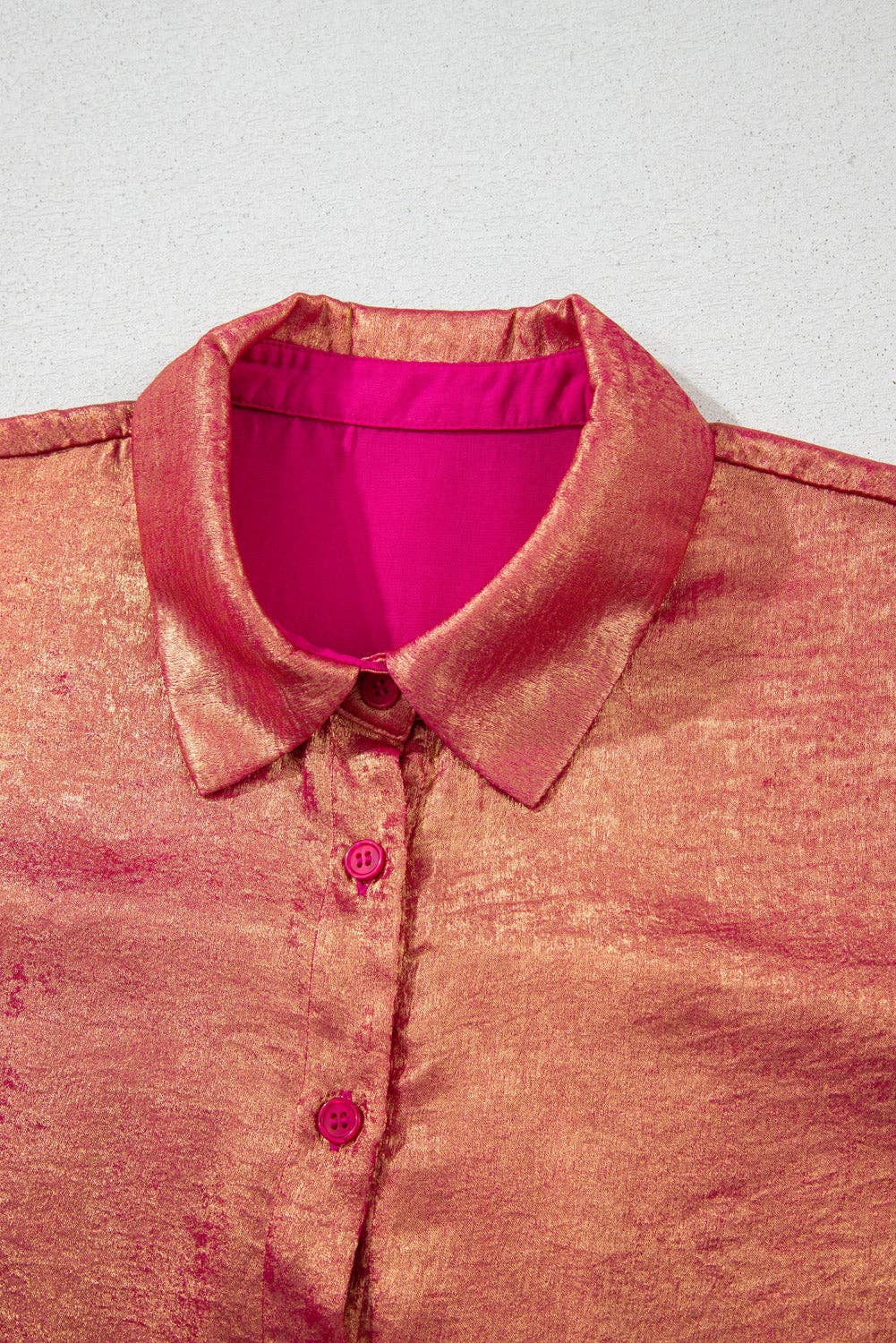 Rose Red Plus Size Metallic Shirt