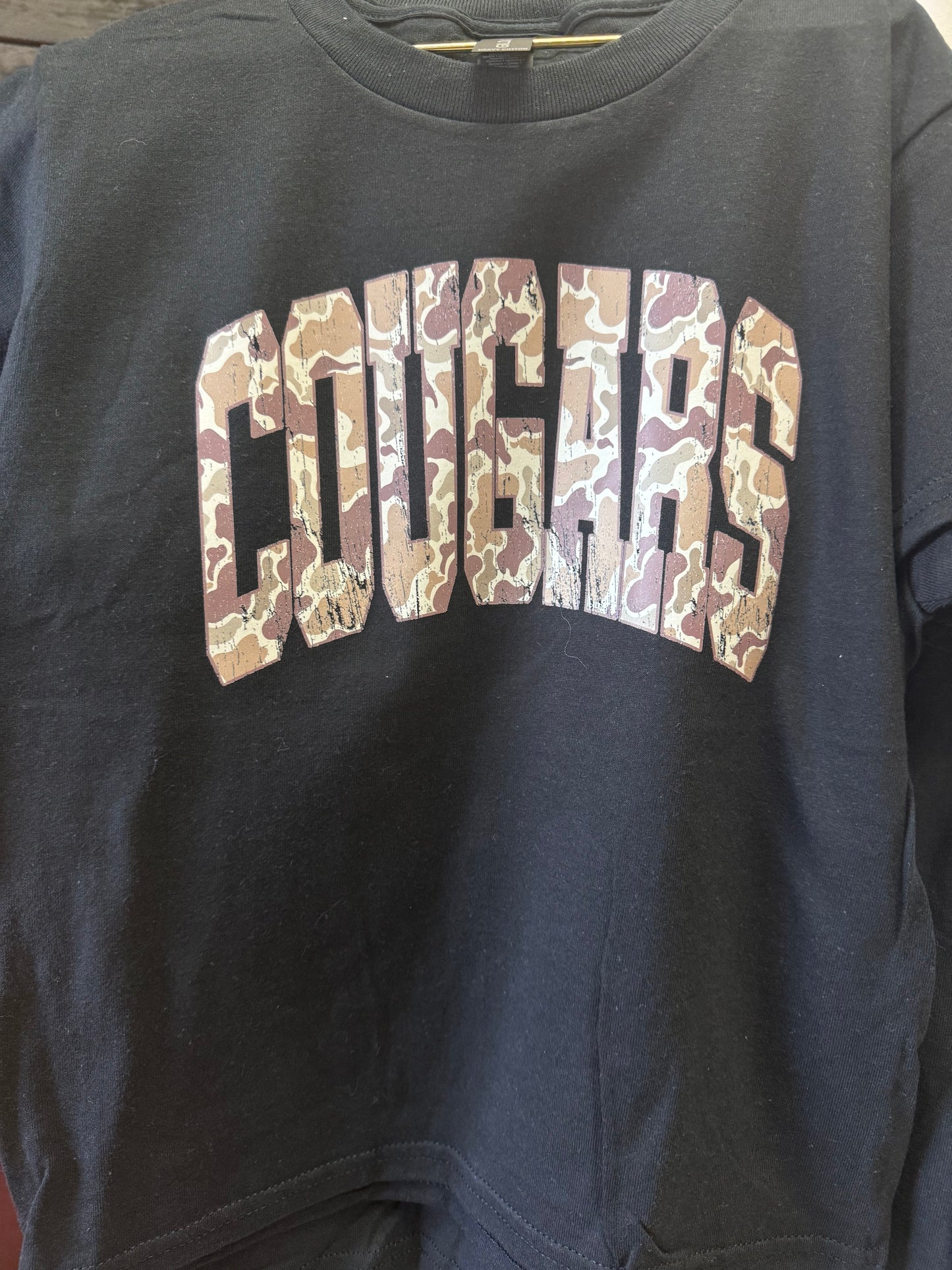 Youth-Camo Cougar Black Tee