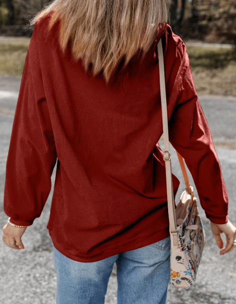 Ribbed Corded Oversized Sweatshirt