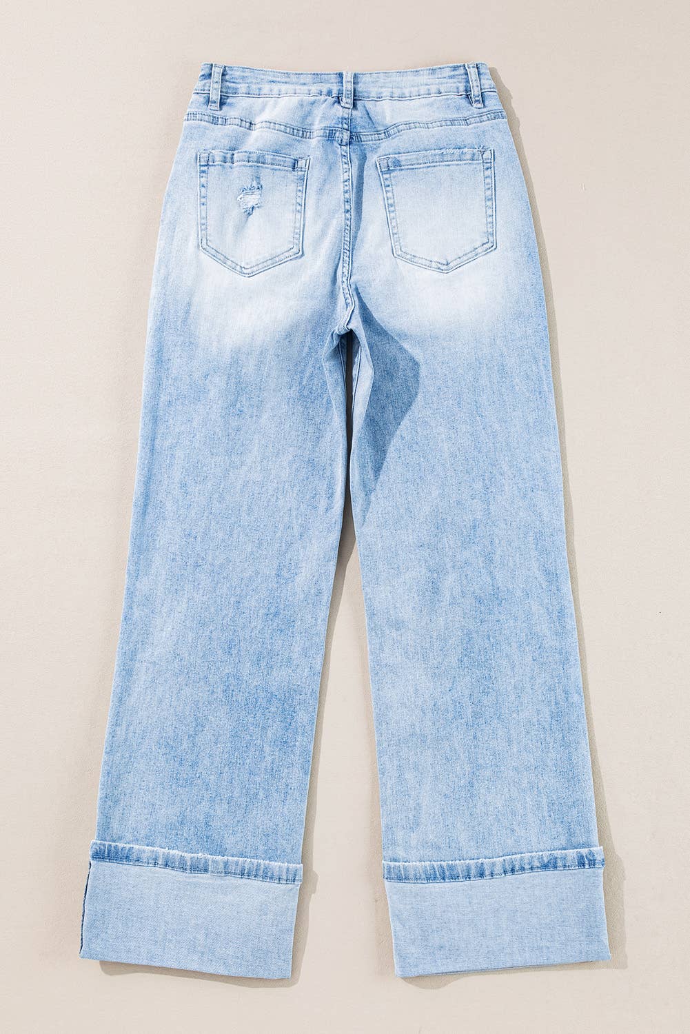 Timeless Stretchy Light Wash Distressed Flare Jeans