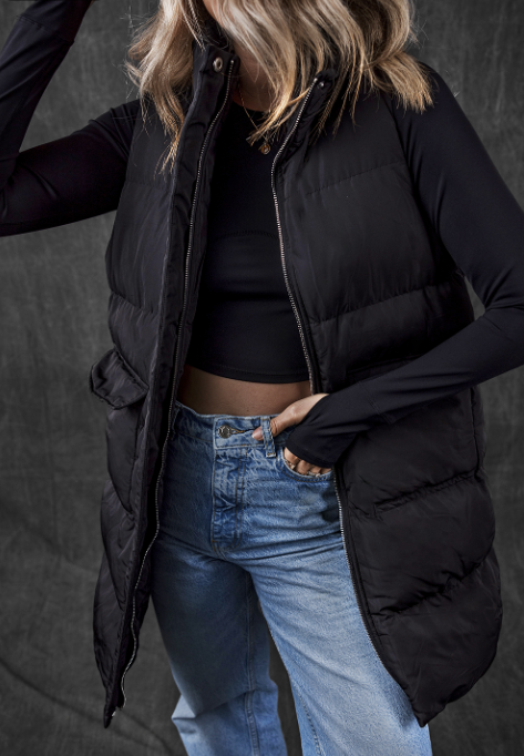Windproof Puffer Vest with Pockets