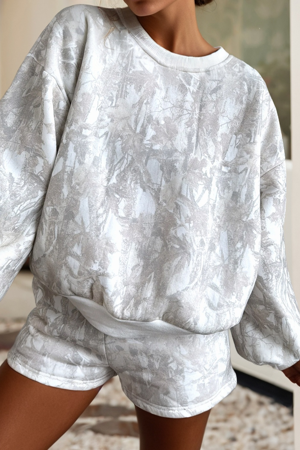 LDC Abstract Round Neck Two piece Camo Set