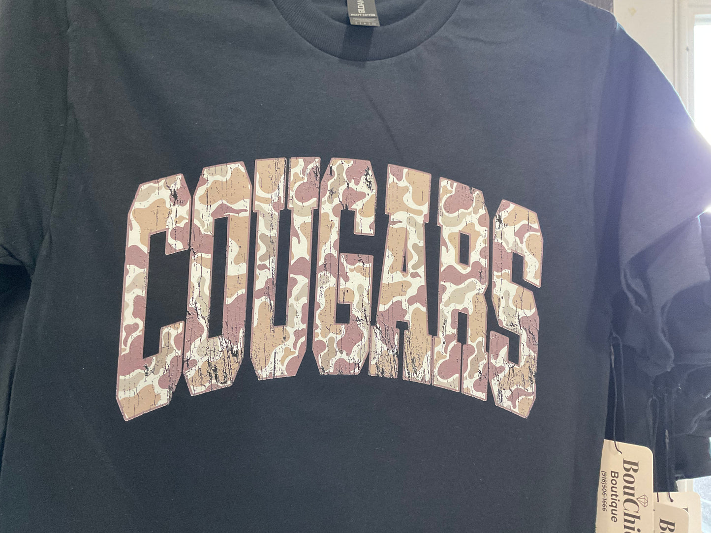Black tee with camo Cougar