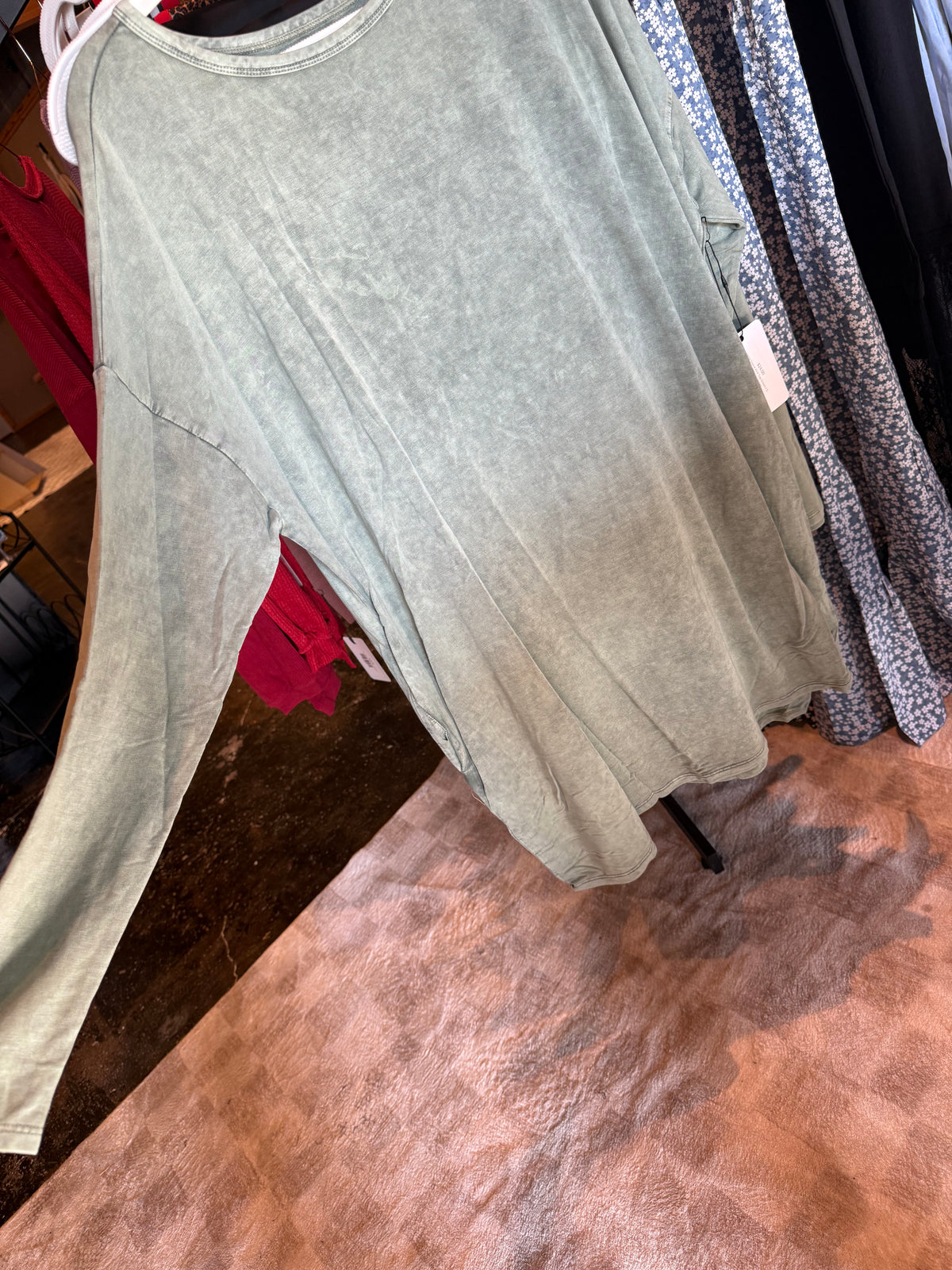 Long Sleeve Knit Top-Green