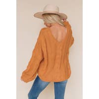 Bubblegum Knit Braided Sweater-Brown