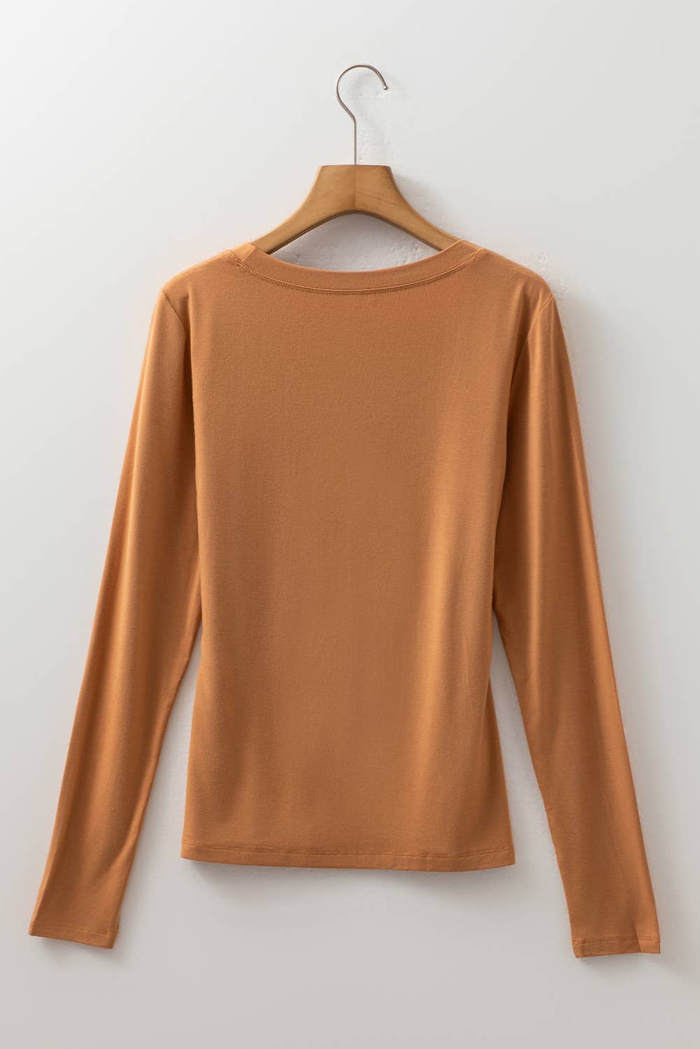 Long Sleeve Round Neck Fitted Top