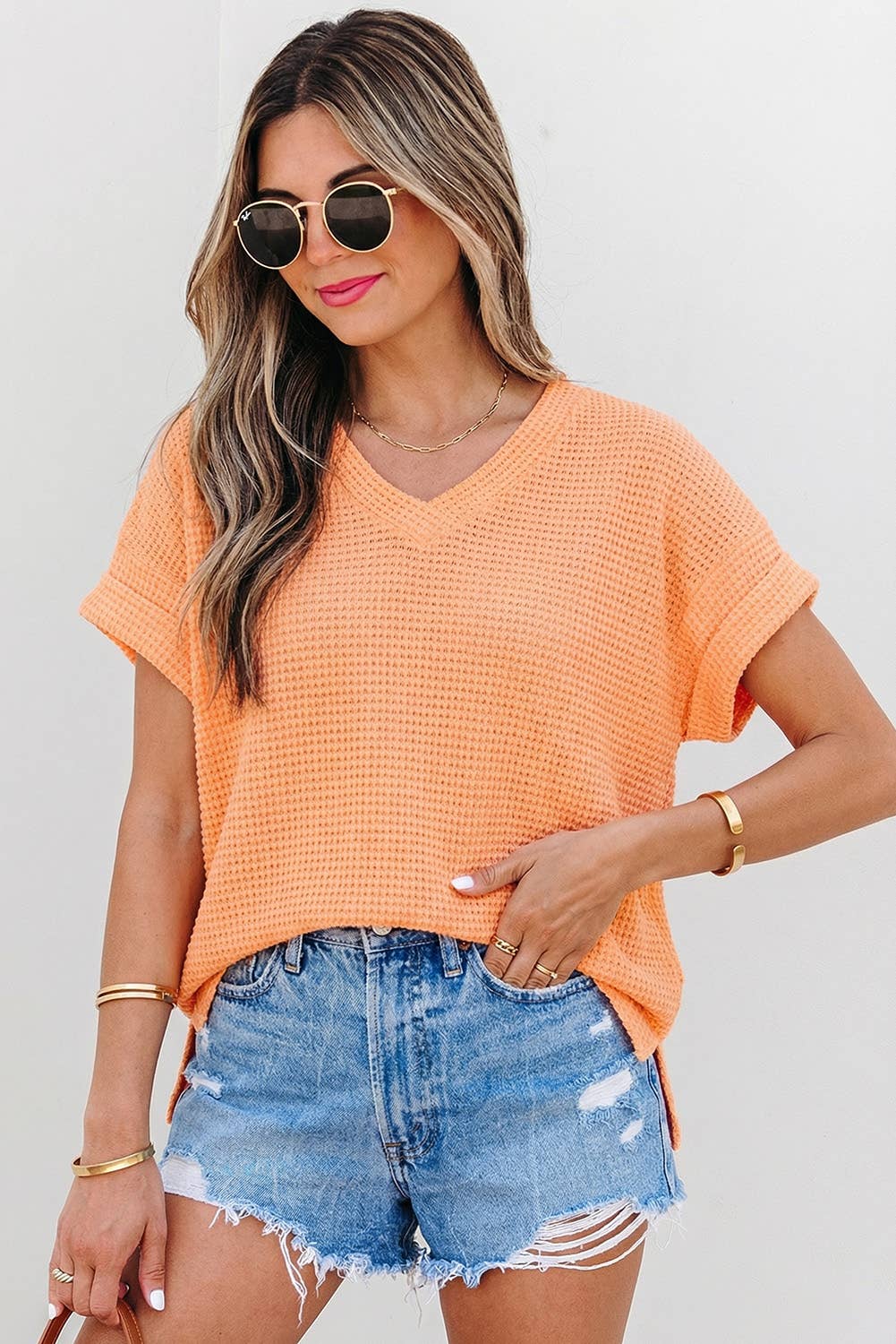 Waffle Texture Short Sleeve
