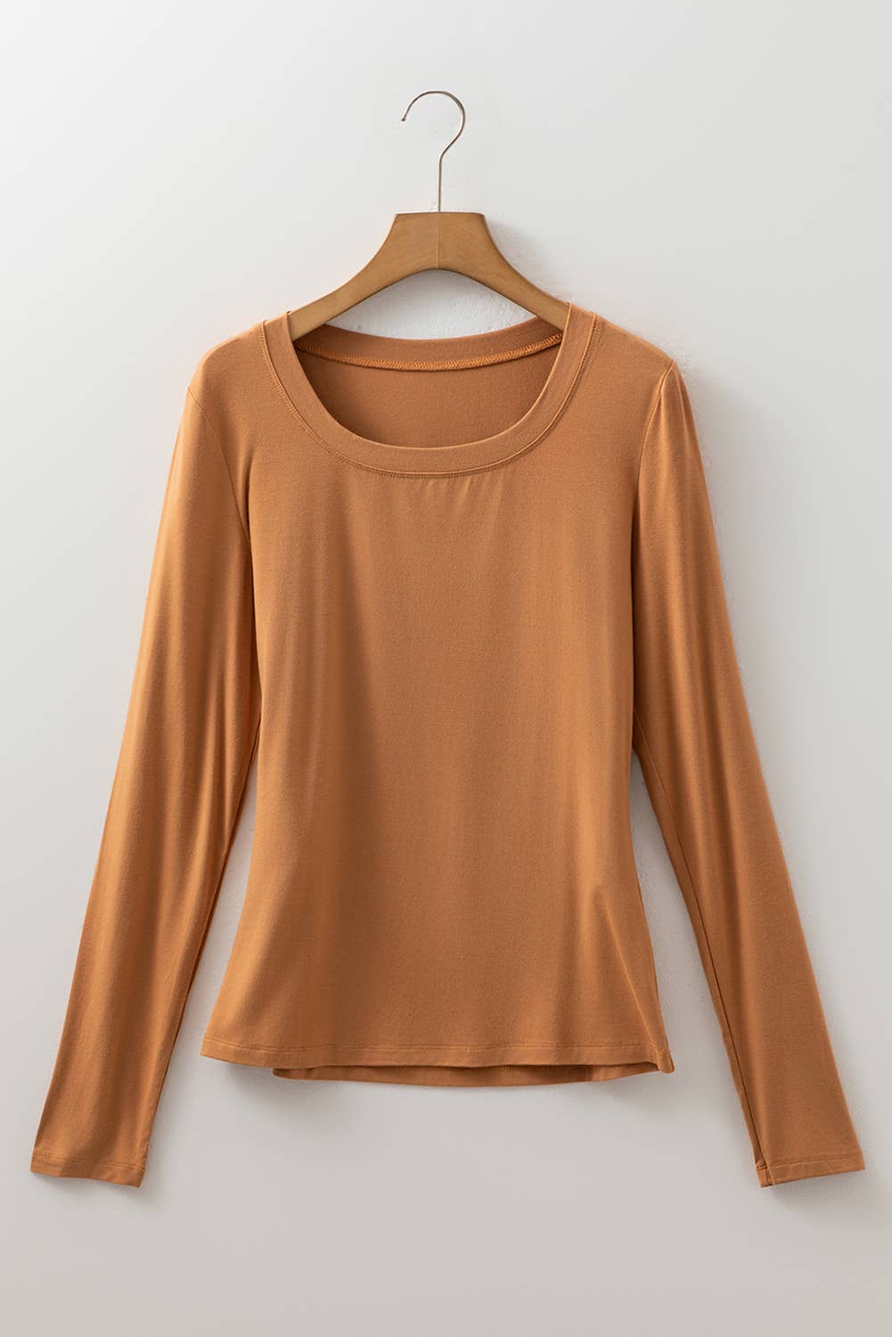 Long Sleeve Round Neck Fitted Top