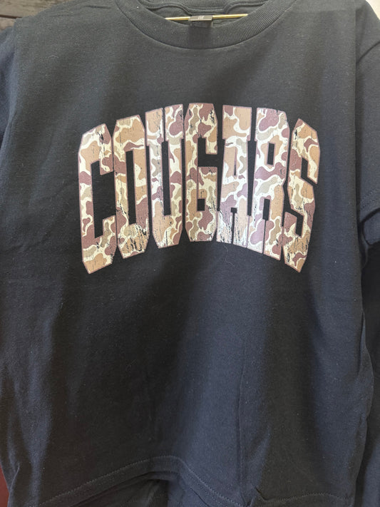 Youth-Camo Cougar Black Tee