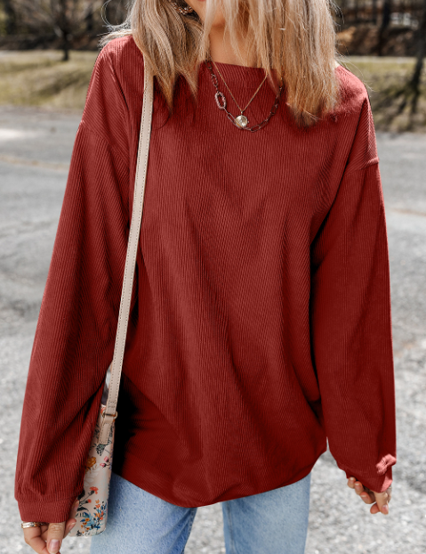 Ribbed Corded Oversized Sweatshirt