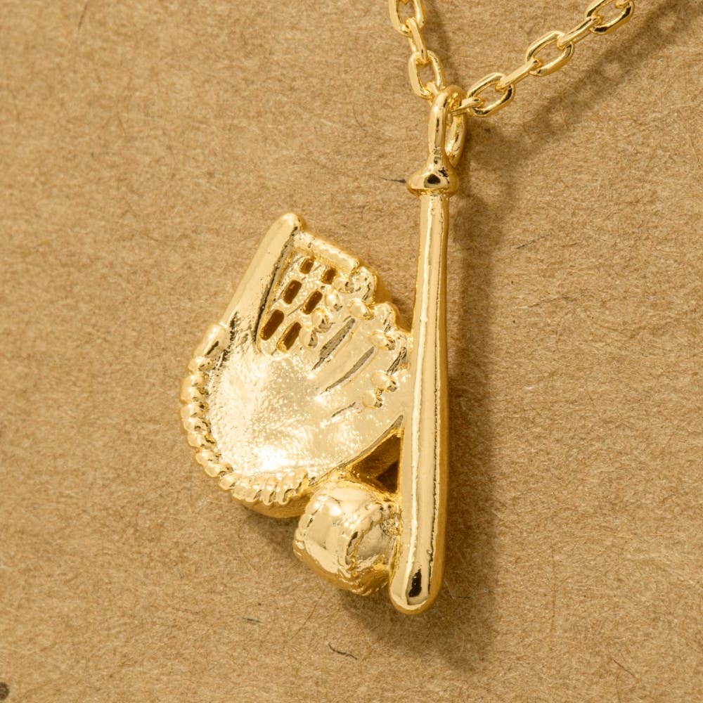 Gold Dipped Baseball Necklace