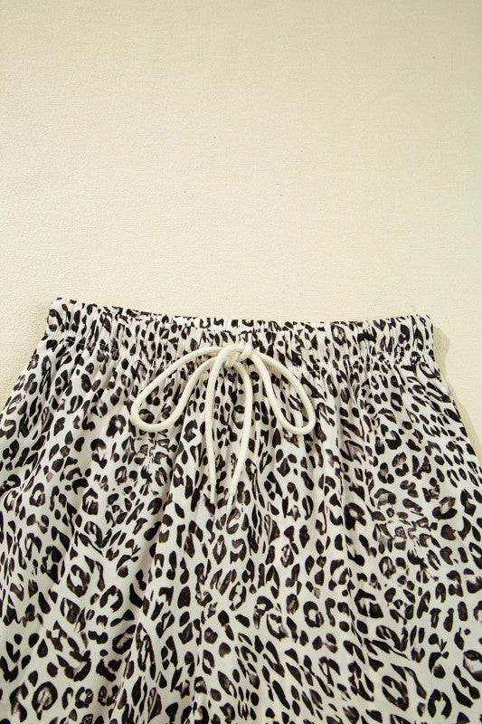 Leopard Print Drawstring Pants