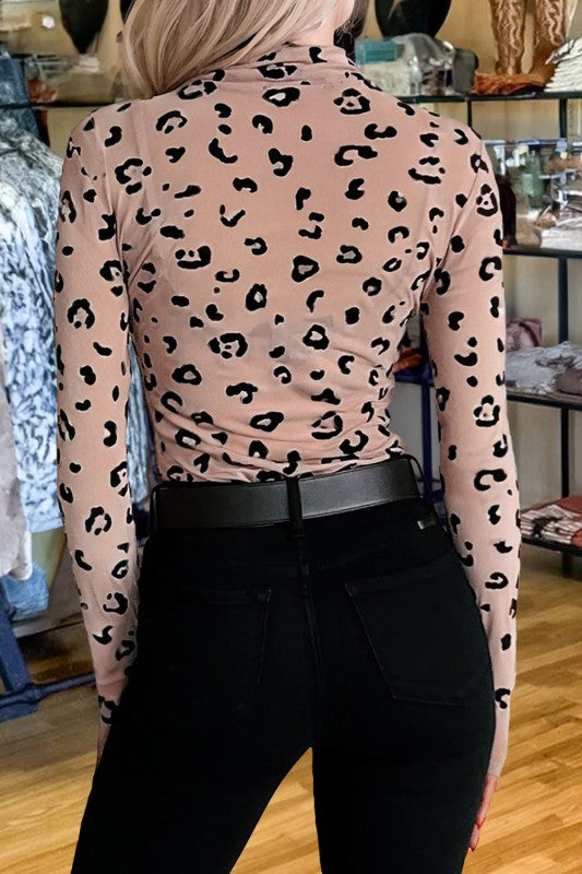 Sheer Leopard Long Sleeve Bodysuit