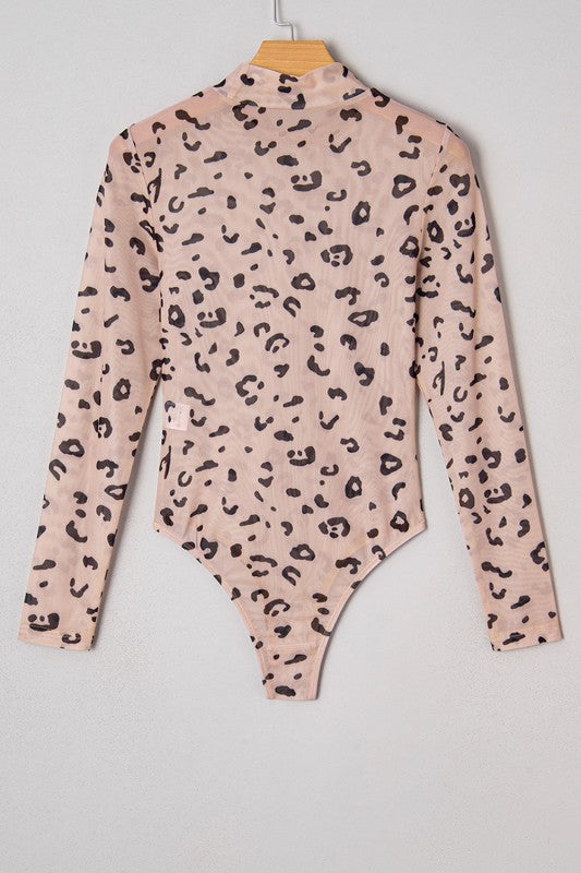 Sheer Leopard Long Sleeve Bodysuit