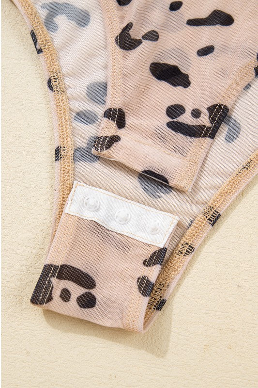 Sheer Leopard Long Sleeve Bodysuit