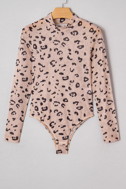 Sheer Leopard Long Sleeve Bodysuit