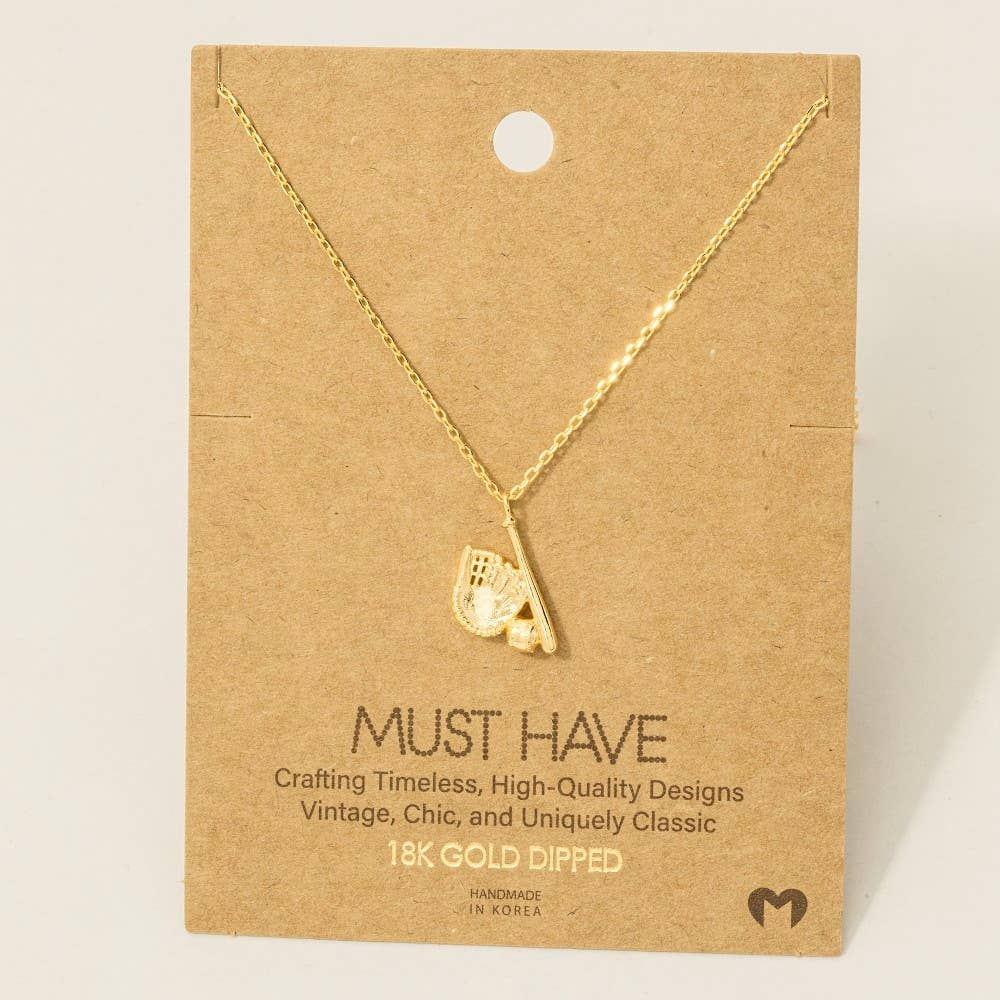 Gold Dipped Baseball Necklace
