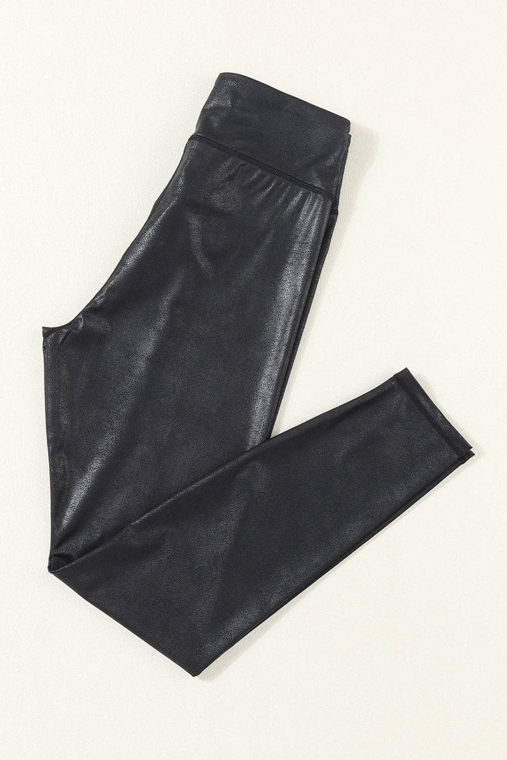 Crossed Sleek Leather Leggings