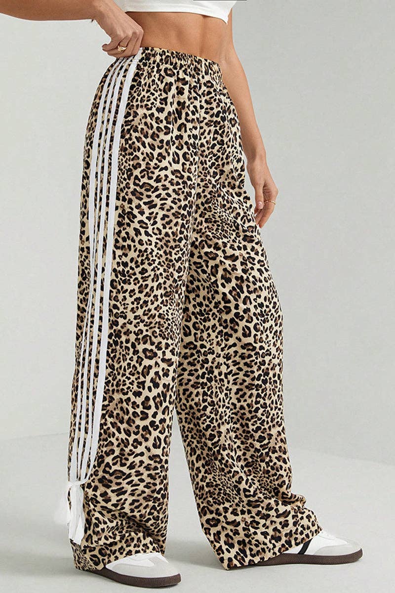 Leopard Print Stripe Pants