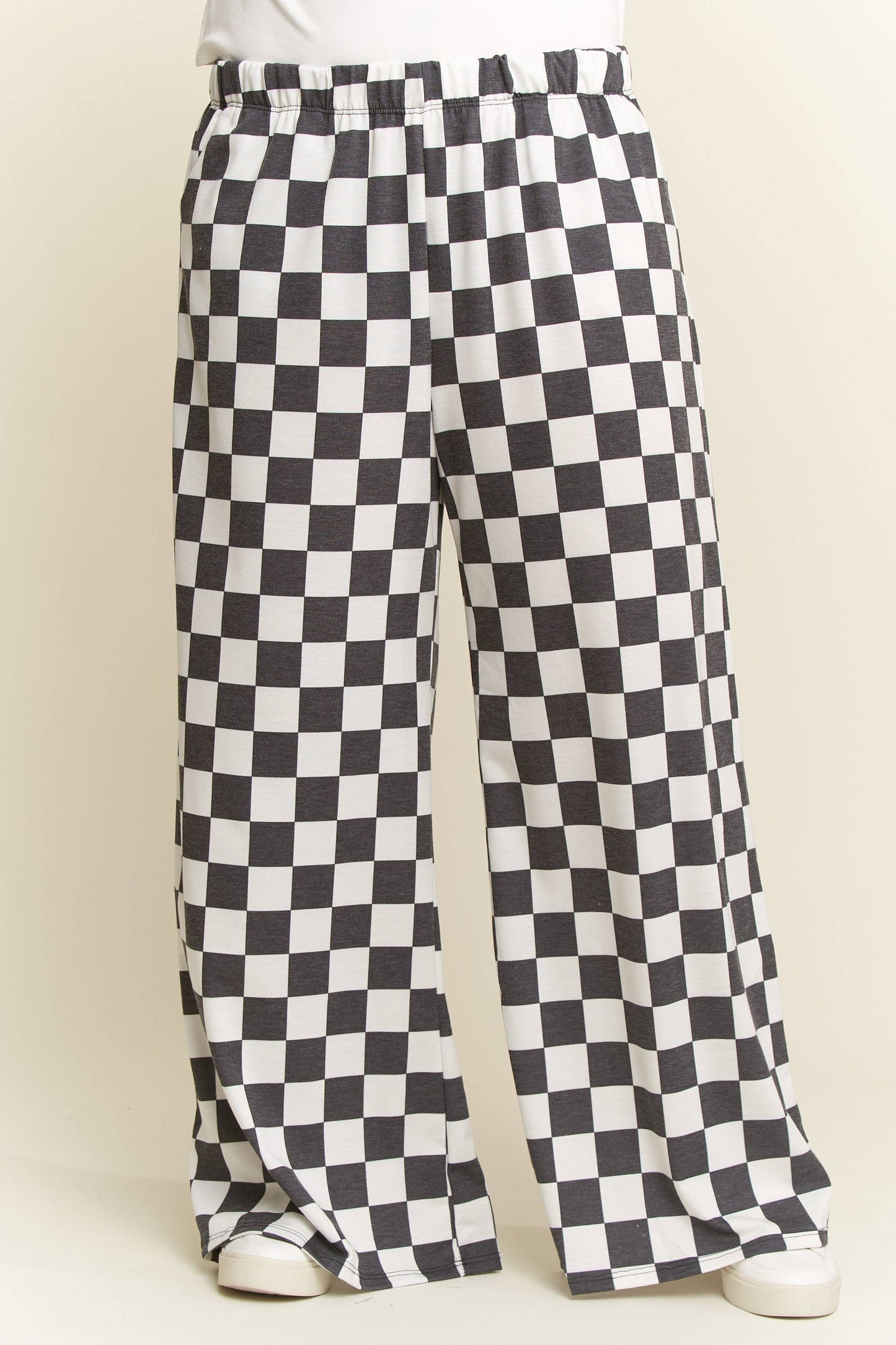 PLUS SIZE CHECKERED PANTS