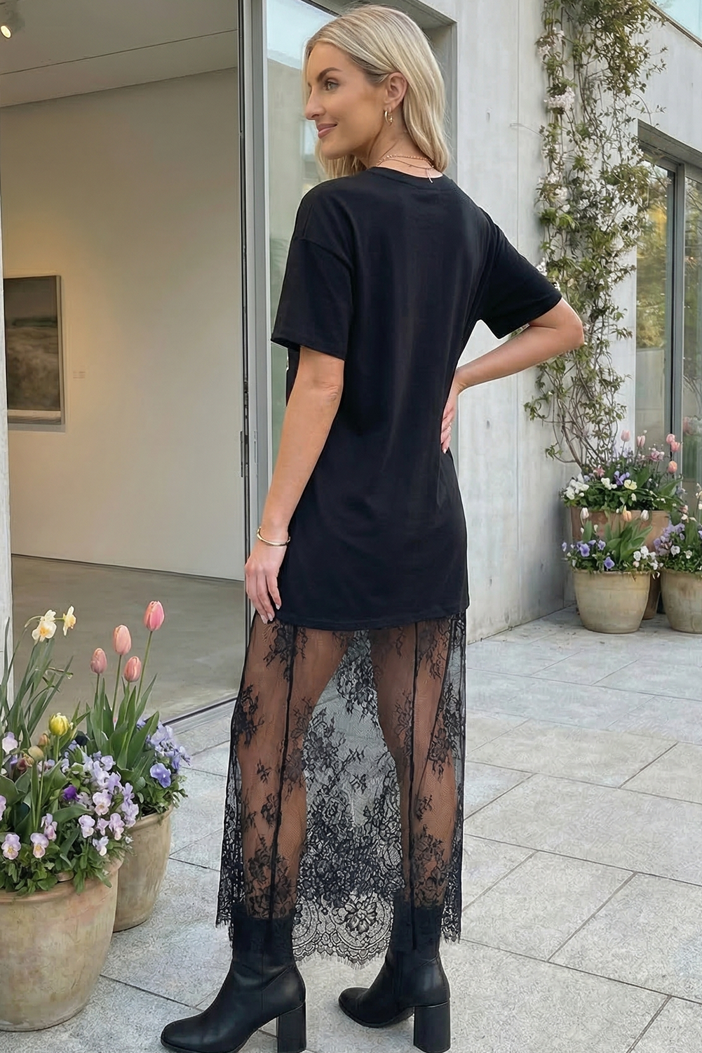 Lace T Shirt Maxi Dress
