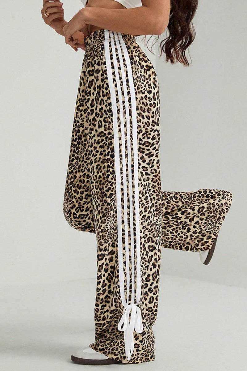Leopard Print Stripe Pants