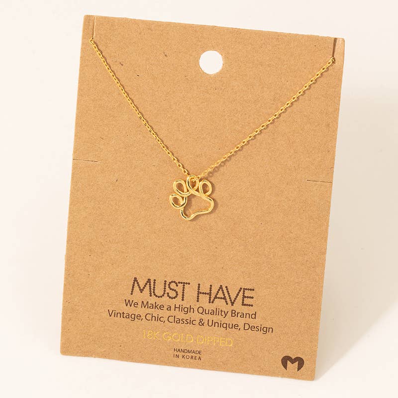 Gold Dipped Wire Paw Necklace