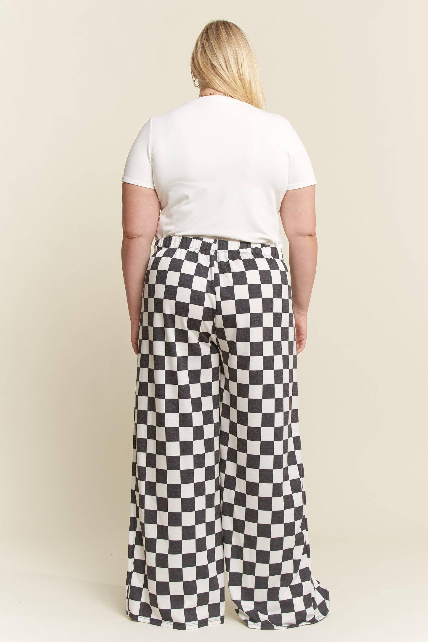 PLUS SIZE CHECKERED PANTS