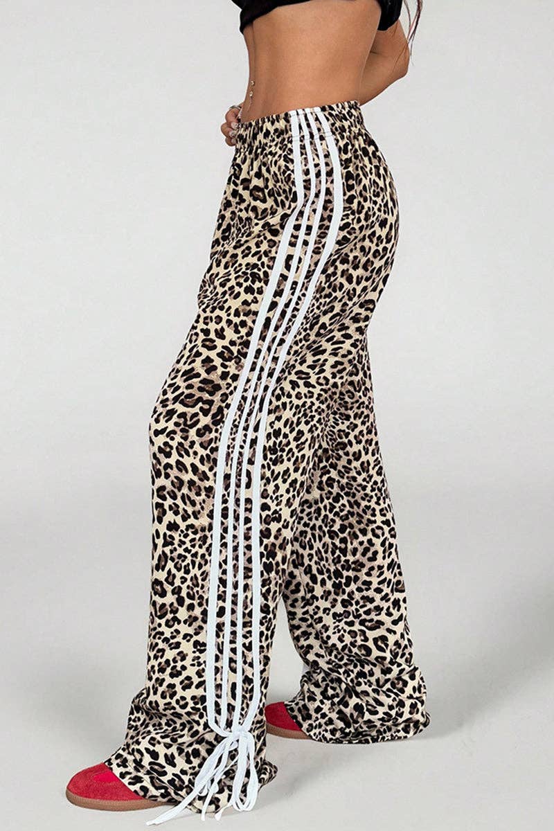 Leopard Print Stripe Pants