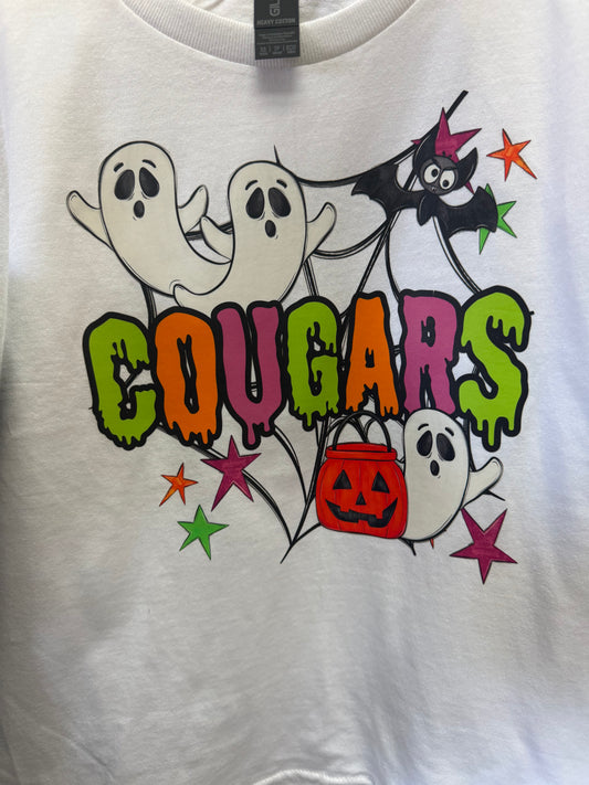 Youth-White Cougar Halloween Tee