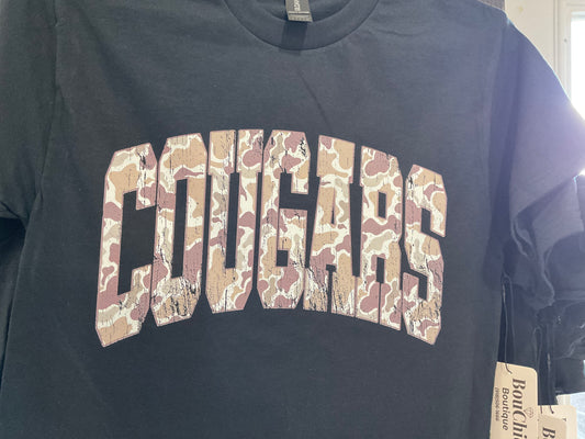 Black tee with camo Cougar