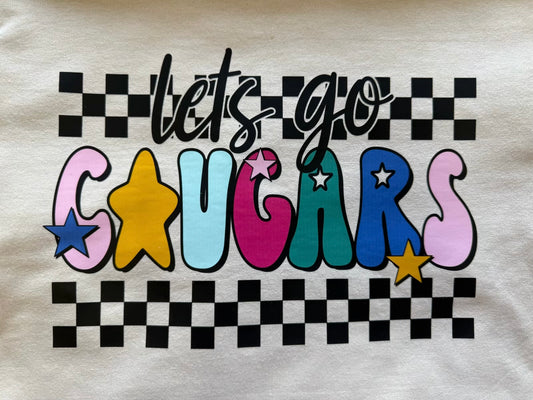 Youth-"Let's Go Cougars" on Tan Tee