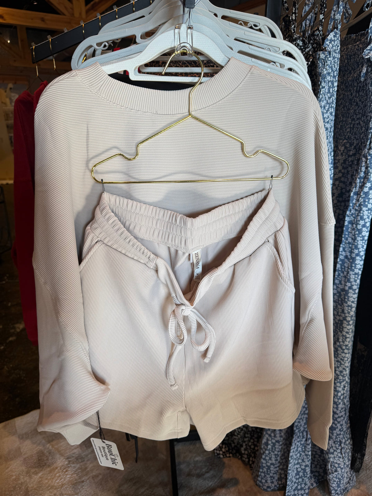 Long Sleeve Short Set-Cream
