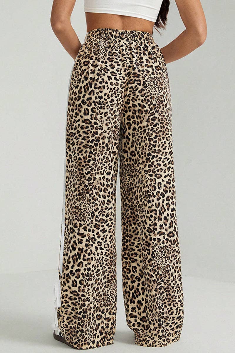 Leopard Print Stripe Pants