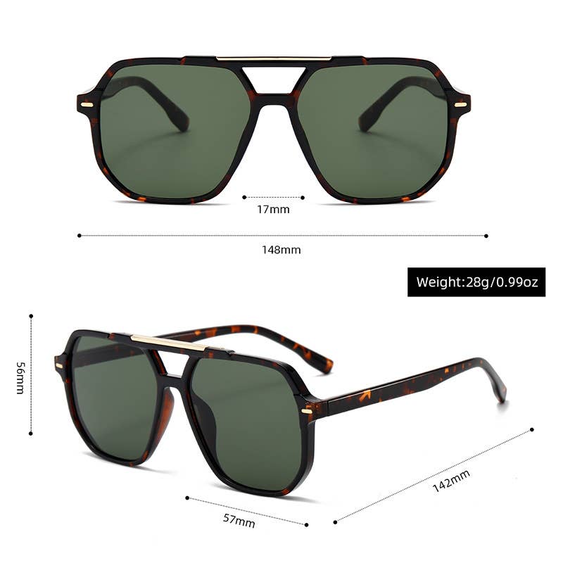 Double-Beam Aviator Sunglasses