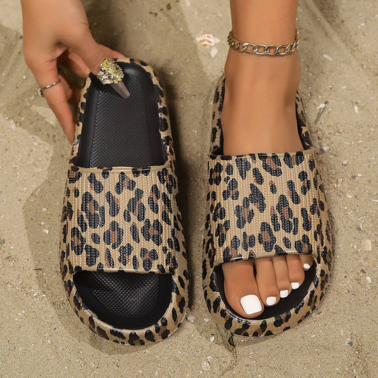 Leopard Thick Sole Slippers