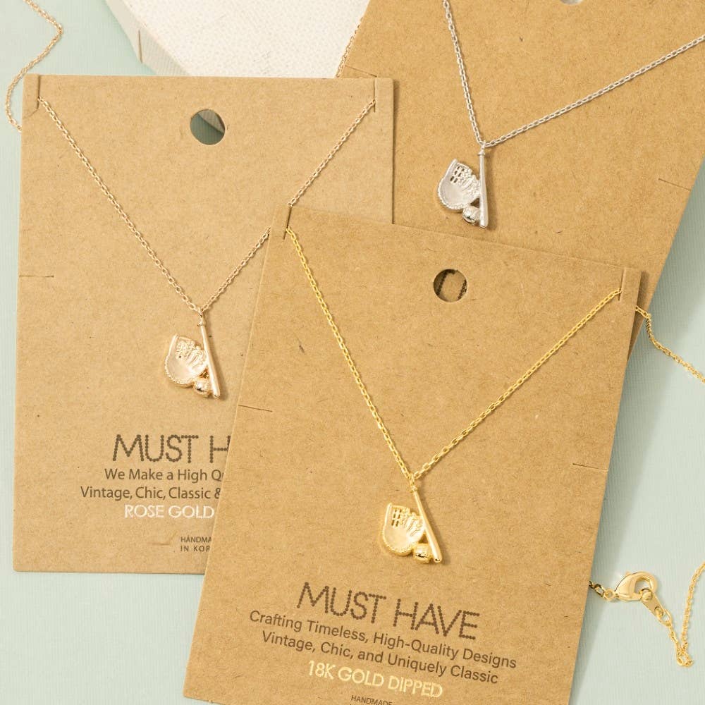 Gold Dipped Baseball Necklace