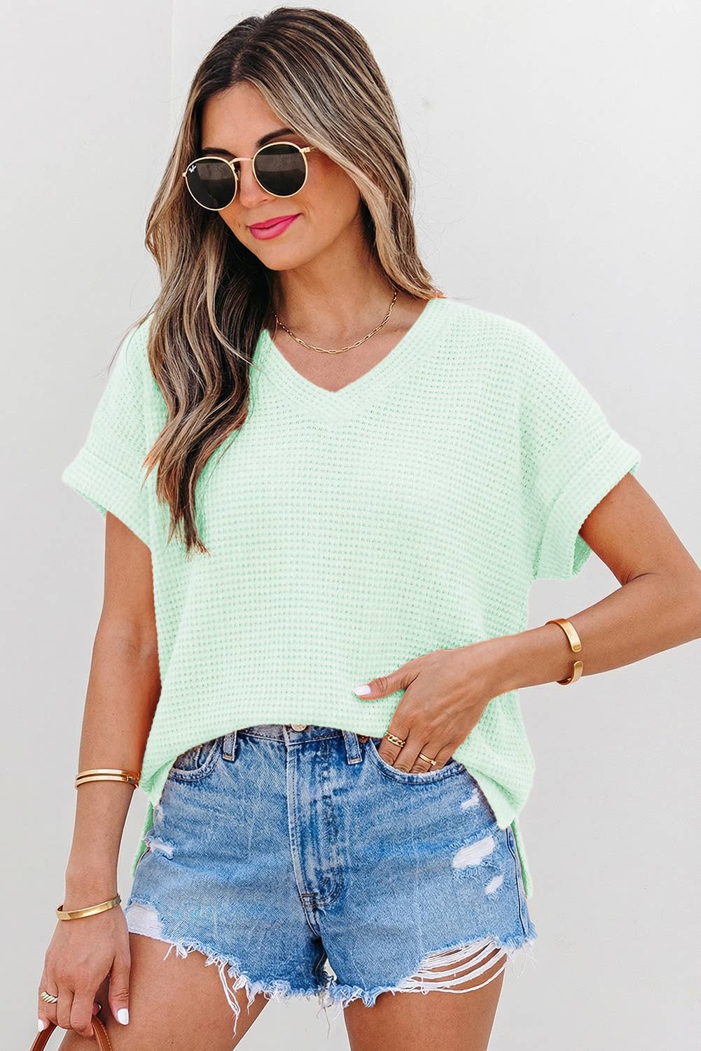 Waffle Texture Short Sleeve