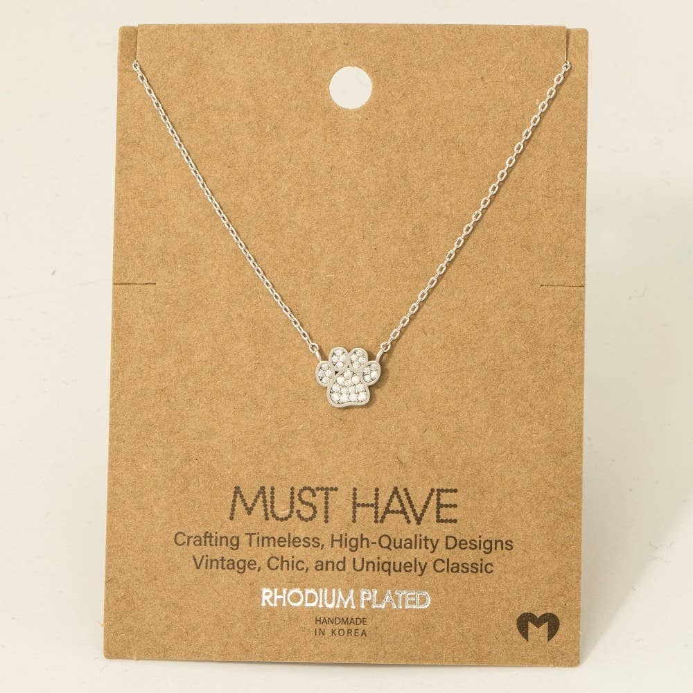 Gold Dipped CZ Paw Necklace