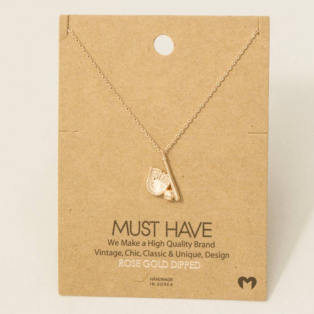 Gold Dipped Baseball Necklace