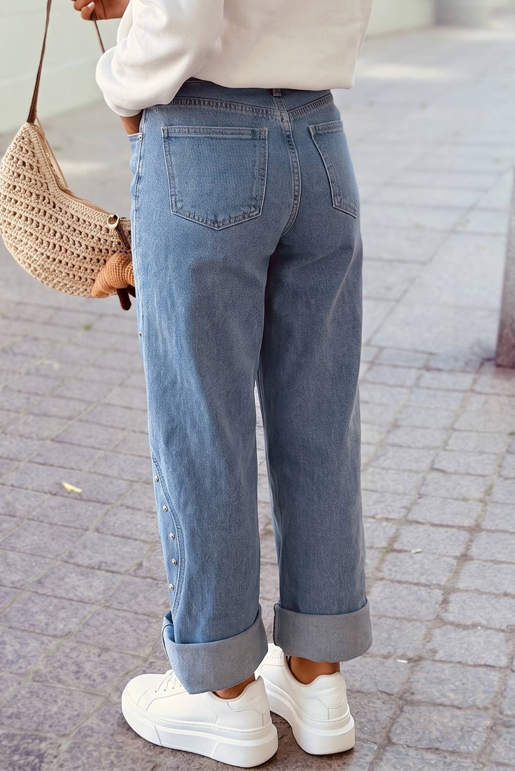 Side Seam Rivet Detail Jeans
