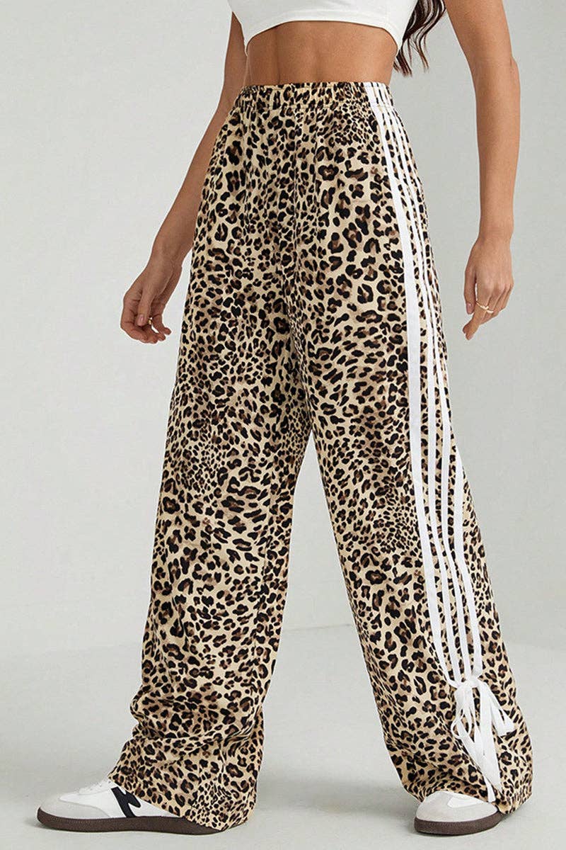Leopard Print Stripe Pants