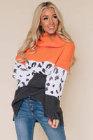 Carol Leopard Print Sweater-Orange