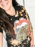 Bleached Distressed Leopard Rolling Stones Tongue