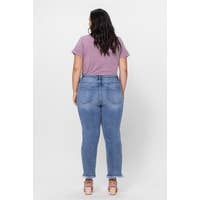 FLYING MONKEY PLUS HIGH RISE STRETCH DISTRESSED CROP RELAXED STRAIGHT