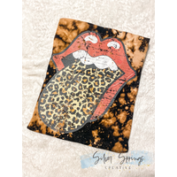 Bleached Distressed Leopard Rolling Stones Tongue