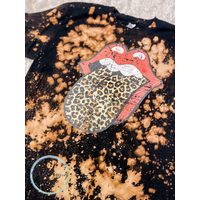 Bleached Distressed Leopard Rolling Stones Tongue