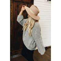 Bubblegum Knit Braided Sweater-Grey